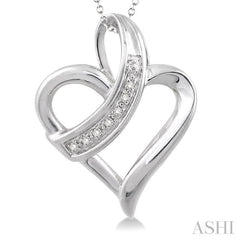 1/20 Ctw Round Cut Diamond Heart Pendant in Sterling Silver with Chain