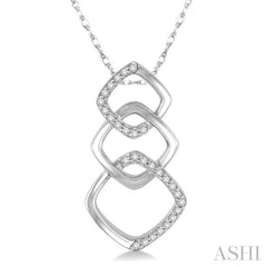 1/6 Ctw Round Cut Diamond Fashion Pendant in 10K White Gold with Chain