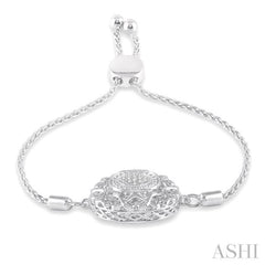 1/20 Ctw Circular Lattice Round Cut Diamond Lariat Bracelet in Sterling Silver