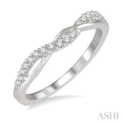 1/5 Ctw Twisted Top Round Cut Diamond Wedding Band in 14K White Gold