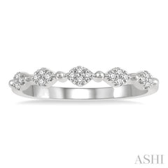 1/10 Ctw Marquise Mount and Ball Link Round Cut Diamond Stack Band in 14K White Gold