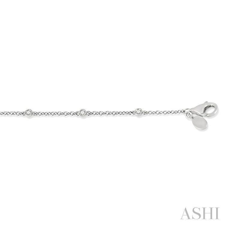 1/6 Ctw Circular Mount Round Cut Diamond Station Bracelet in 10K White Gold