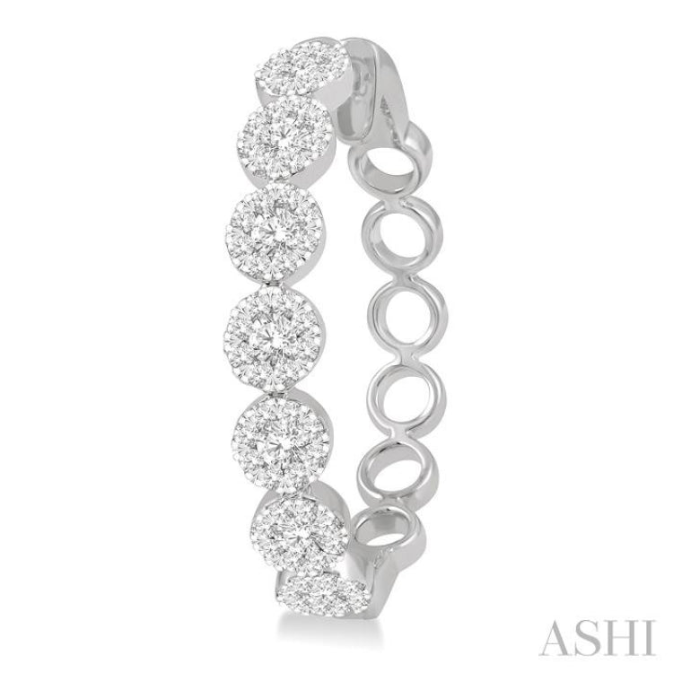 2 Ctw Lovebright Round Cut Diamond Hoop Earrings in 14K White Gold