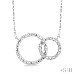 1/10 Ctw Interlocking Twin Circles Round Cut Diamond Pendant With Chain in 10K White Gold