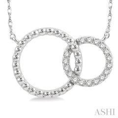 1/10 Ctw Interlocking Twin Circles Round Cut Diamond Pendant With Chain in 10K White Gold