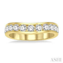 1 Ctw Round Cut Diamond Inlay Wedding Band in 14K Yellow Gold