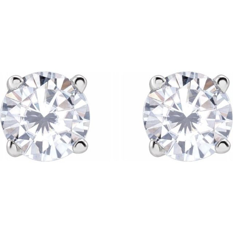 Sterling Silver 4 mm Imitation White Cubic Zirconia Earrings
