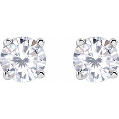 Sterling Silver 4 mm Imitation White Cubic Zirconia Earrings