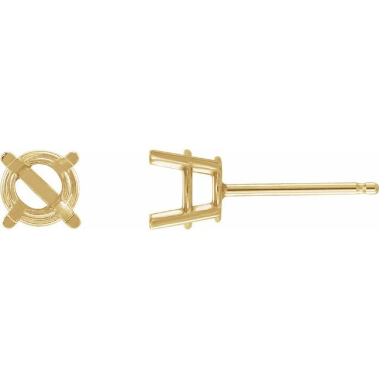 14K Yellow Gold 4 mm Natural Pink Tourmaline Earrings