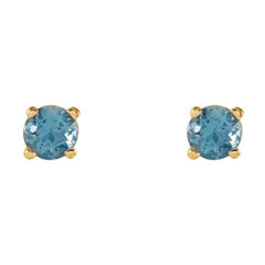 14K Yellow Gold 4 mm Natural Swiss Blue Topaz Earrings