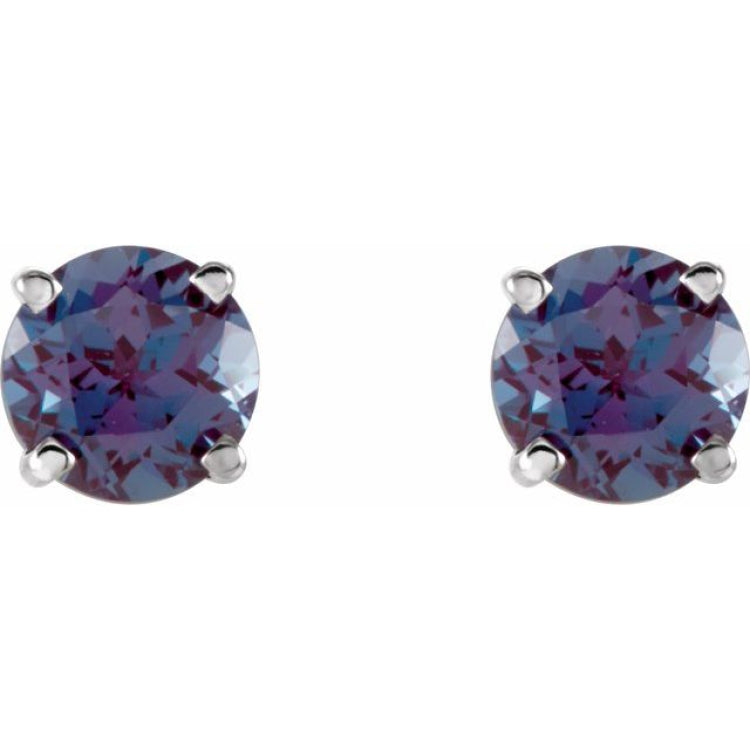 14K White Gold 5 mm Lab-Grown Alexandrite Earrings