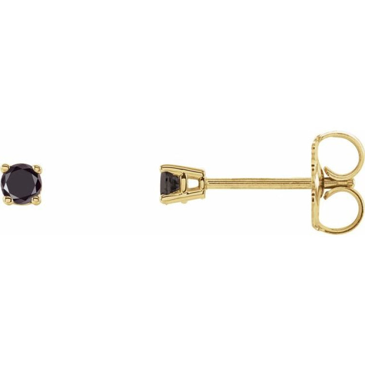 14K Yellow Gold 1/5 CTW Natural Black Diamond Earrings