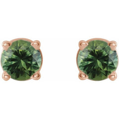 14K Rose Gold 3 mm Natural Green Sapphire Earrings