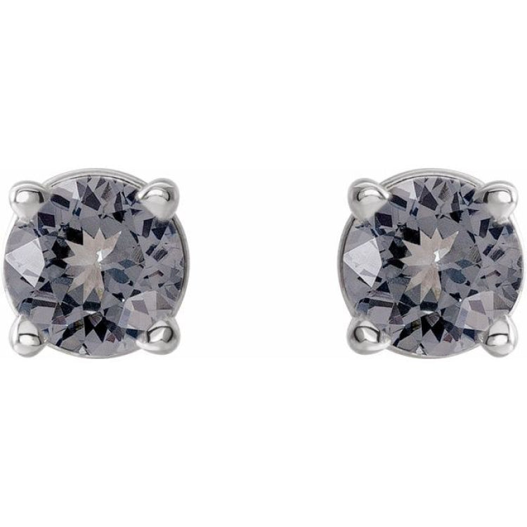14K White Gold 3 mm Natural Gray Spinel Earrings