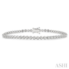 1 Ctw Round Cut Diamond Illusion Tennis Bracelet in 14K White Gold