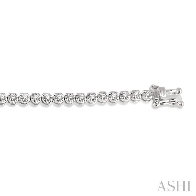 1 Ctw Round Cut Diamond Illusion Tennis Bracelet in 14K White Gold