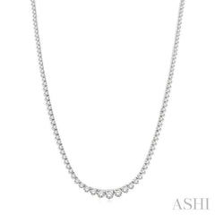 7 Ctw Riviera Round Cut Diamond Necklace in 14K White Gold