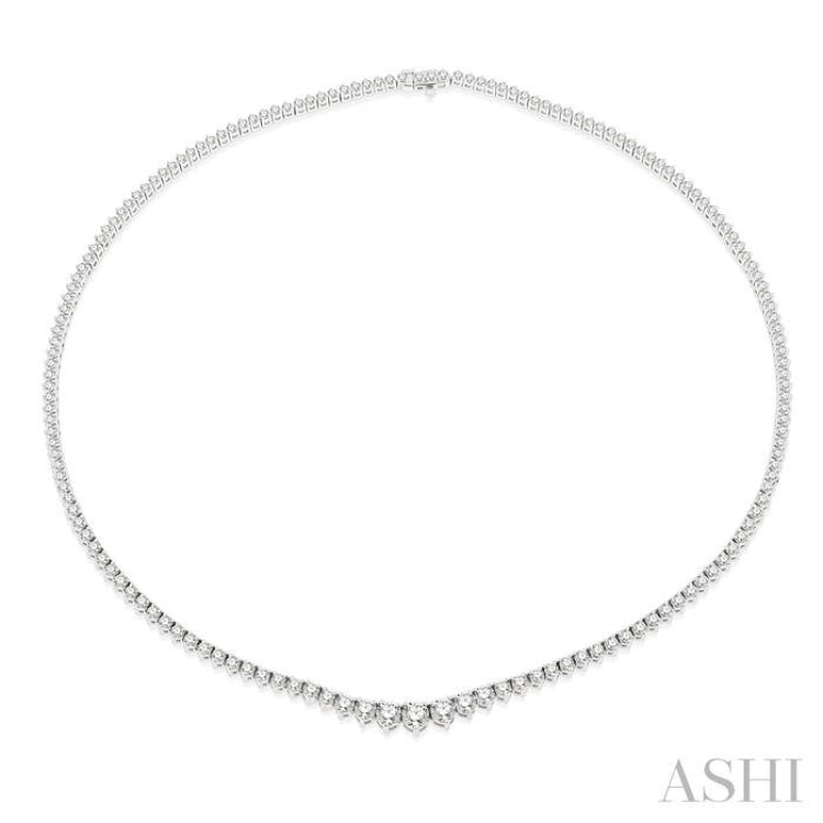 7 Ctw Riviera Round Cut Diamond Necklace in 14K White Gold