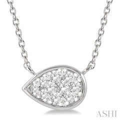 1/6 Ctw Pear Shape Lovebright Diamond Pendant With Chain in 14K White Gold
