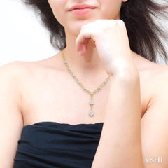 2 Ctw Lovebright Round Cut Diamond Elongated Link Necklace in 14K Yellow and White Gold