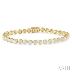 3 Ctw Lovebright Round Cut Diamond Bracelet in 14K Yellow and White Gold