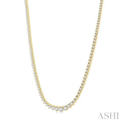 7 Ctw Riviera Round Cut Diamond Necklace in 14K Yellow Gold