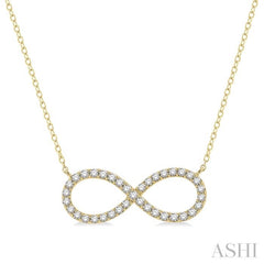 1/2 Ctw Round Cut Diamond Infinity Pendant With Chain in 14K Yellow Gold