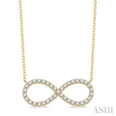 3/4 Ctw Round Cut Diamond Infinity Pendant With Chain in 14K Yellow Gold