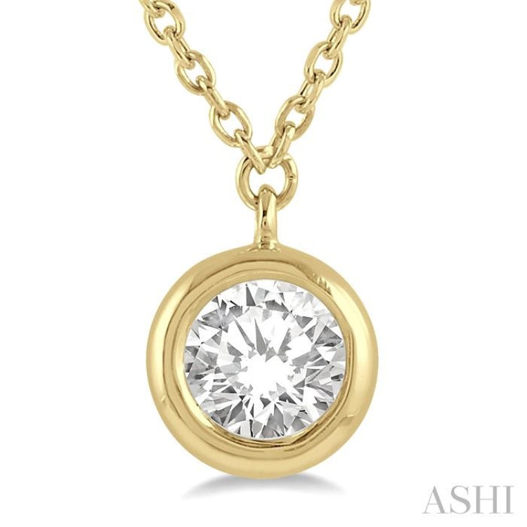 3/8 Ctw Round Cut Diamond Pendant With Chain in 14K Yellow Gold