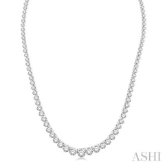 15 Ctw Riviera Round Cut Diamond Necklace in 14K White Gold