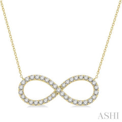 1 Ctw Round Cut Diamond Infinity Pendant With Chain in 14K Yellow Gold