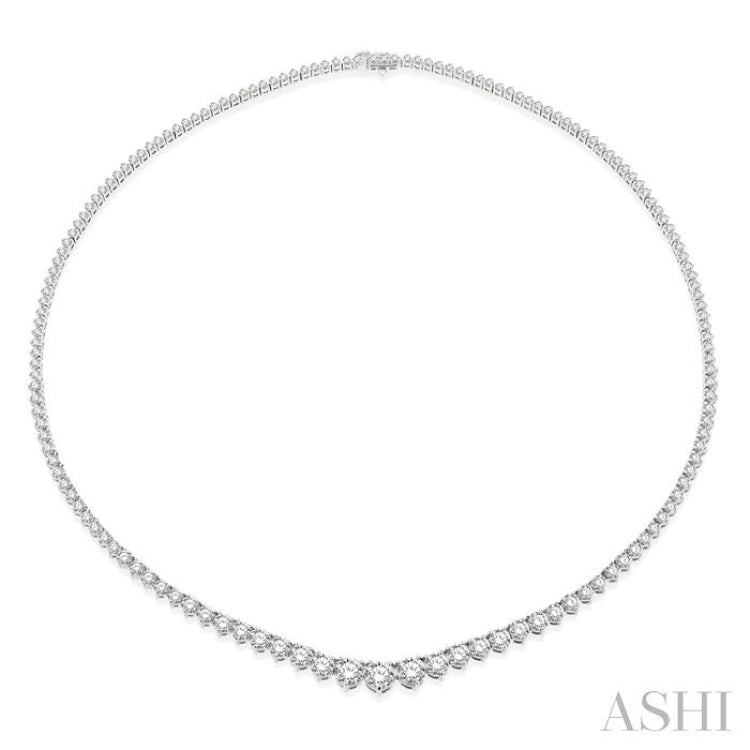 10 Ctw Riviera Round Cut Diamond Necklace in 14K White Gold