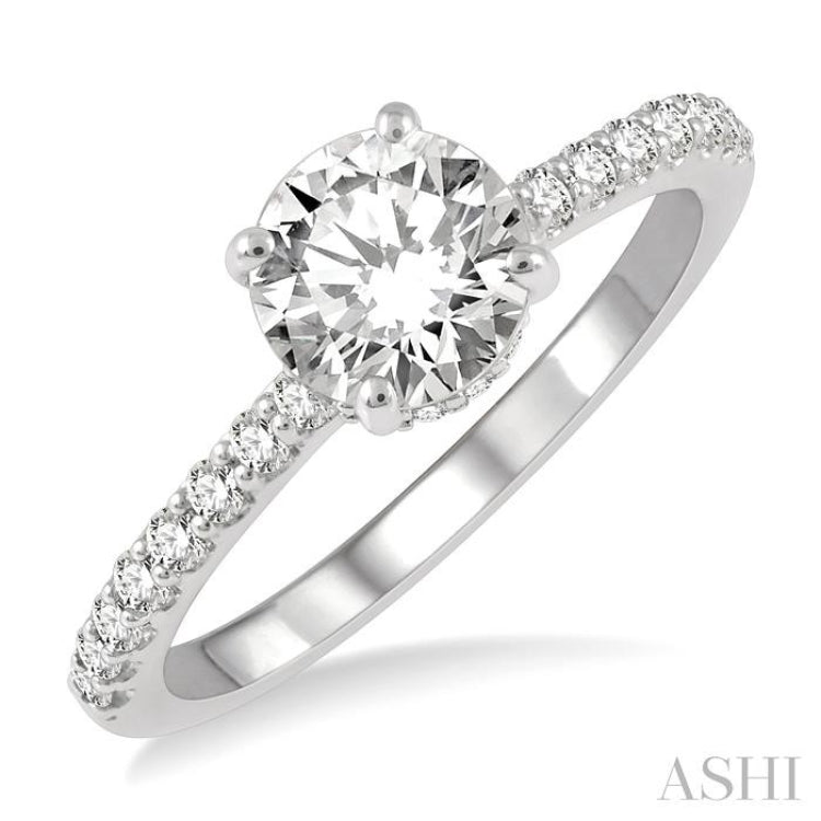 1/3 Ctw Round Diamond Semi-Mount Engagement Ring in 14K White Gold