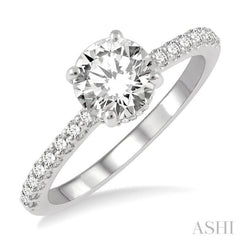 1/3 Ctw Round Diamond Semi-Mount Engagement Ring in 14K White Gold