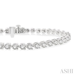 5 Ctw Round Cut Diamond 3-Prong Tennis Bracelet in 14K White Gold