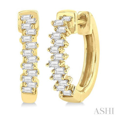 1/3 Ctw Petite Scatter Baguette Cut Diamond Fashion Huggies in 10K Yellow Gold