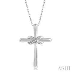 1/20 Ctw Infinity Round Cut Diamond Cross Petite Pendant With Chain in 10K White Gold