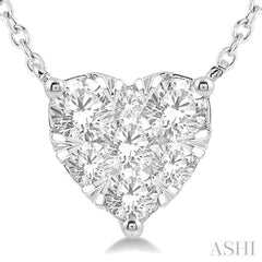 3/4 Ctw Lovebright Diamond Heart Pendant With Chain in 14K White Gold
