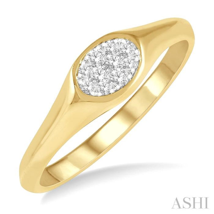 1/8 Ctw Oval Shape Lovebright Diamond Ring in 14K Yellow and White Gold