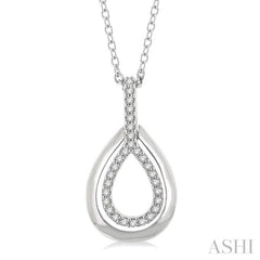 1/10 Ctw Petite Pear Shape Round Cut Diamond Fashion Pendant With Chain in 10K White Gold