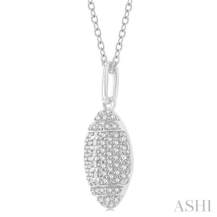 1/4 Ctw Petite Football Round Cut Diamond Fashion Pendant With Chain in 10K White Gold
