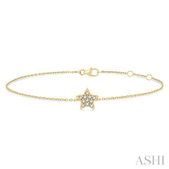 1/10 Ctw Petite Star Round Cut Diamond Fashion Bracelet in 10K Yellow Gold