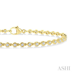 1 Ctw Bezel Set Round Cut Diamond Tennis Bracelet in 14K Yellow Gold