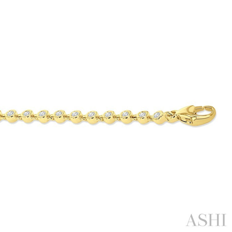 1 Ctw Bezel Set Round Cut Diamond Tennis Bracelet in 14K Yellow Gold
