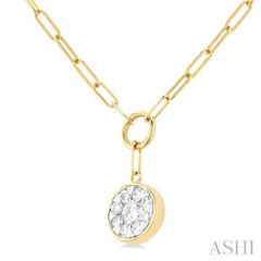 1/4 Ctw Lovebright Circular Shape Round Cut Diamond Paperclip Necklace in 14K Yellow & White Gold