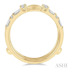 5/8 Ctw Baguette and Round Cut Diamond Insert Ring in 14K Yellow Gold