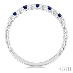 1.75 MM Sapphire and 1/6 Ctw Round Cut Diamond Precious Wedding Band in 14K White Gold
