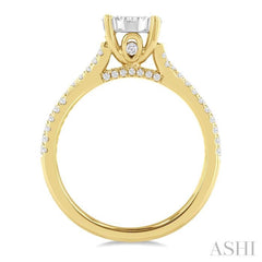 3/4 Ctw Round Shape Lovebright Split Criss Cross Round Cut Diamond Engagement Ring in 14K Yellow and White Gold