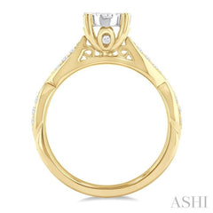 1/2 Ctw Round Shape Lovebright Marquise Carved Round Cut Diamond Engagement Ring in 14K Yellow and White Gold