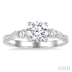1/2 Ctw Pear and Round Cut Diamond Semi-Mount Engagement Ring in 14K White Gold